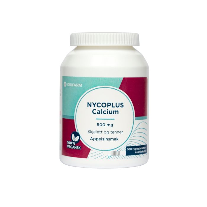 Nycoplus Calcium 500mg tyggetabletter med appelsinsmak 100 stk