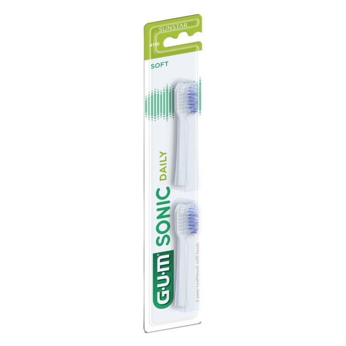 GUM Sonic Daily Battery Tannbørstehode Refill Hvit 2 stk