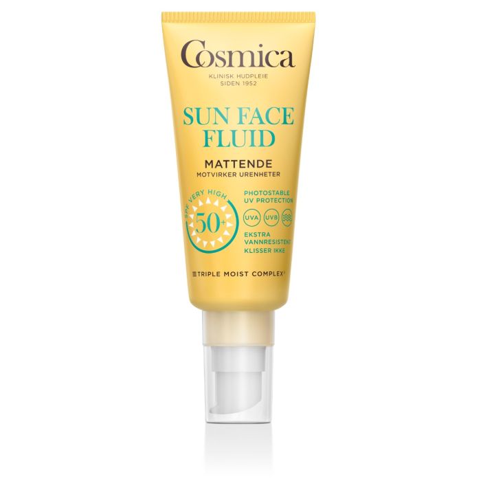 Cosmica Sun Face Fluid SPF50+ uten parfyme 40ml