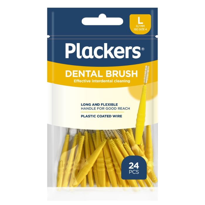 Plackers mellomromsbørste gul 0,7 mm L, 24 stk