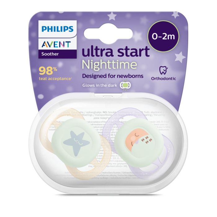 Philips Avent Ultra Start Night 0-2m Purple/Orange 2stk