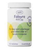 Nytti Folsyre 400 µg, 100 stk Nytti Folsyre 400 µg, 100 stk