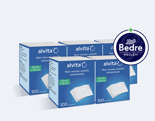 medlemstilbud: 5 FOR 100Kr Alvita kompress hos Boots Apotek