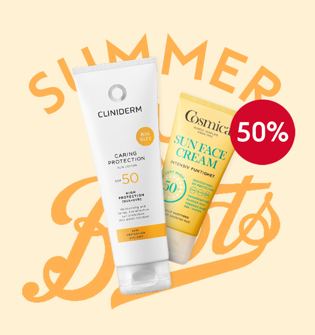 Solkrem fra Clinidern og Cosmica 50% hos Boots Apotek 