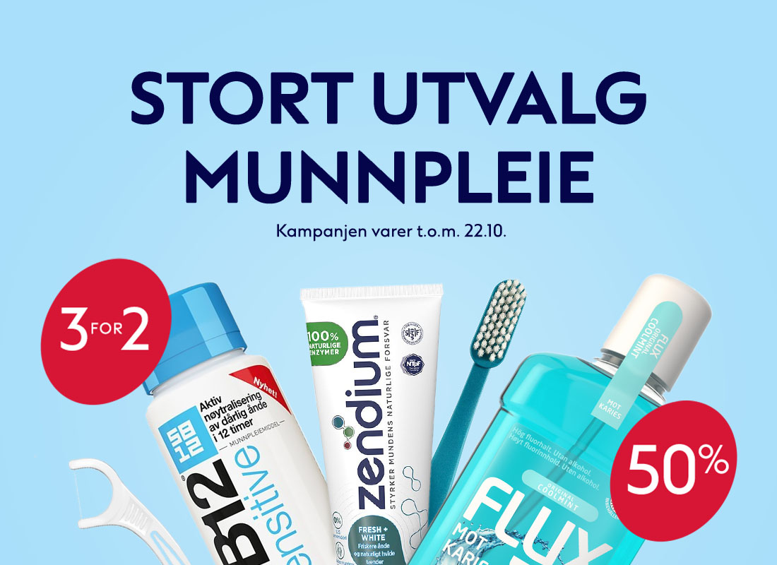 munnpleie tilbud. 3 for 2 og 50% på Flux munnskyll