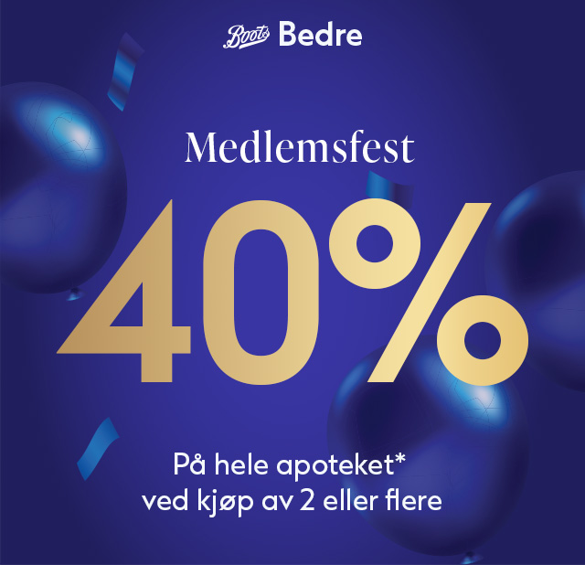 Medlemsfest hos Boots Apotek: 40% på utvalgte varer når du kjøper 2 eller flere