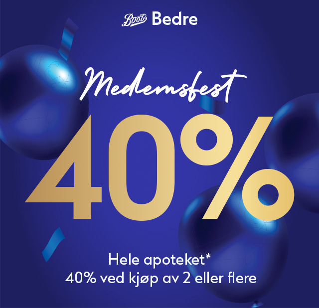 Medlemsfest hos Boots Apotek: 40% på utvalgte varer når du kjøper 2 eller flere