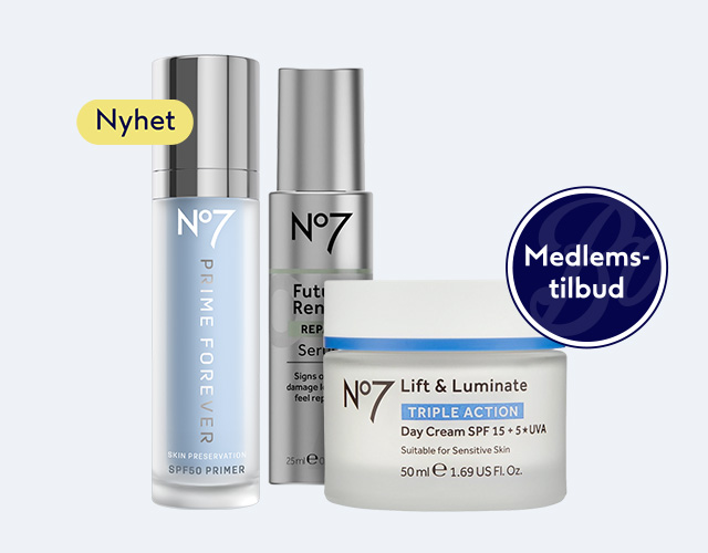 3 for 2 p&aring; alt fra No7 hos Boots Apotek