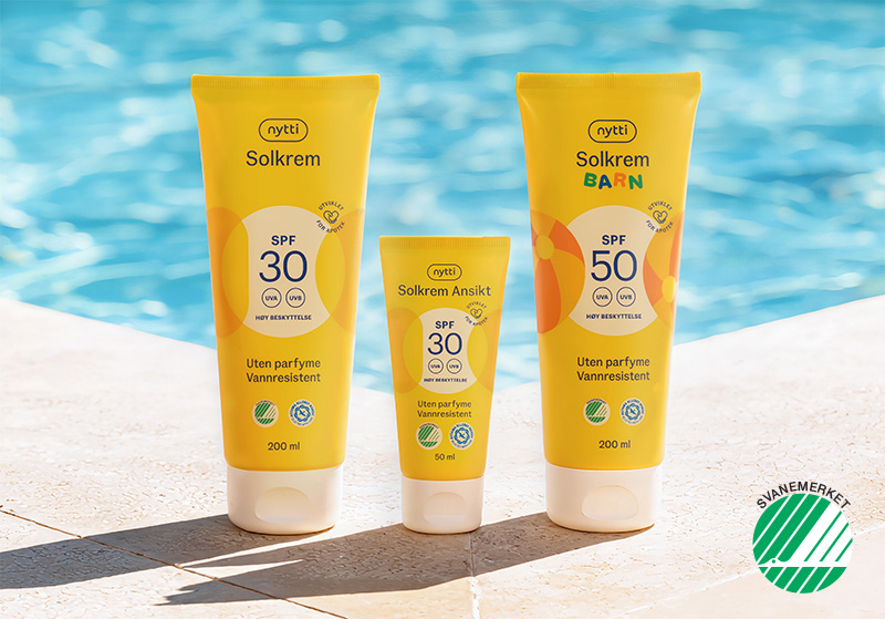 solkrem til ansikt, kropp og barn fra nytti