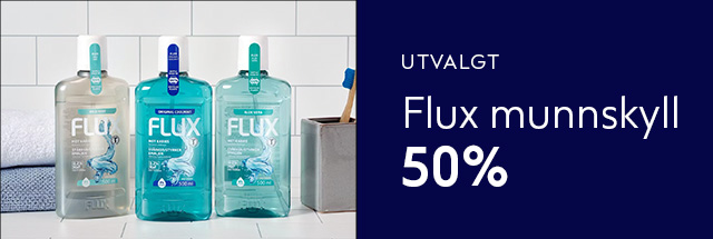 50% på utvalgt Flux munnskyll hos Boots Apotek