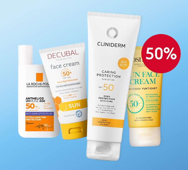 Solkrem fra Clinidern og Cosmica 50% hos Boots Apotek 